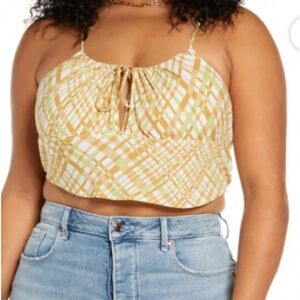❤️  Boho Festival Crop Top Size 3X - Warm Natural Plaid Summer Vibes